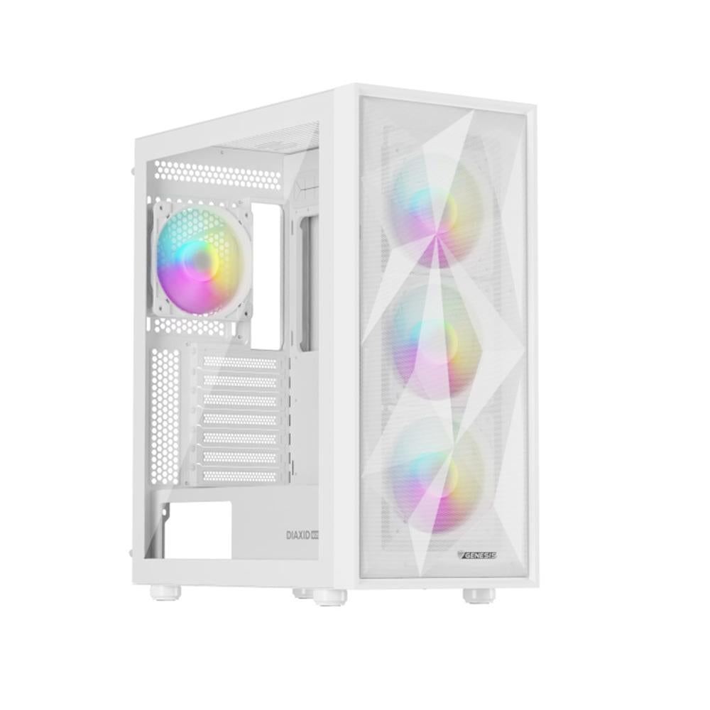 Caja ordenador gaming genesis diaxid 605 argb atx cristal templado blanca