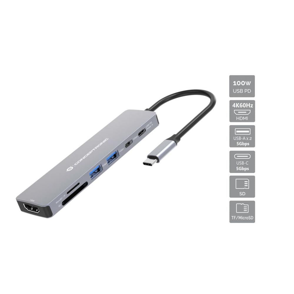 Docking station conceptronic donn28g usb tipo c 7 en 1