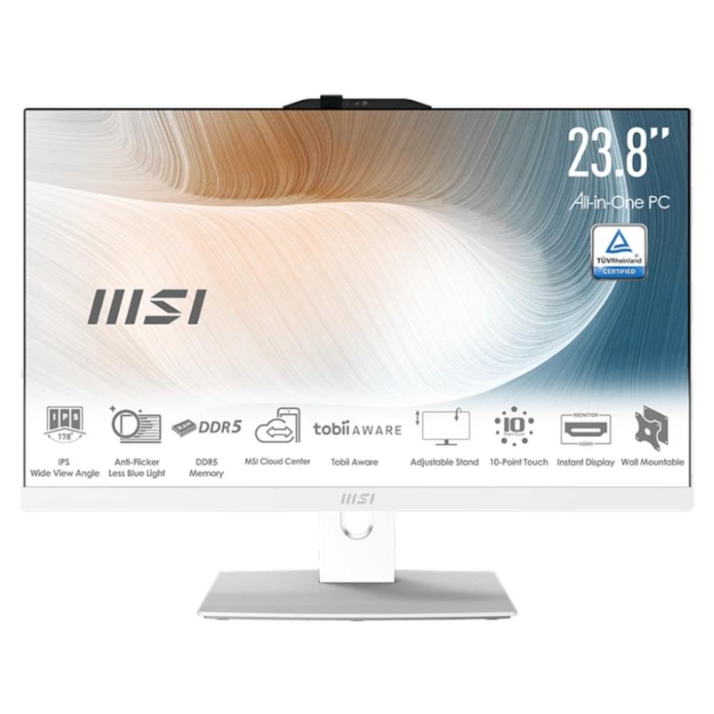 Ordenador all in one msi am242p - 2202eu core 7 - 150u -  16gb -  ssd 512gb -  23.8 pulgadas fhd -  freedos blanco