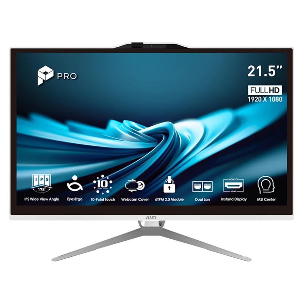 Ordenador all in one msi pro ap222t - 499eu g7400 -  4gb -  ssd 128gb -  21.5 pulgadas fhd -  w11p blanco