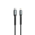 Cable qcharx prague tipo c a lightning 3a 20w - 1 m - aleación de aluminio negro cable trenzado suave